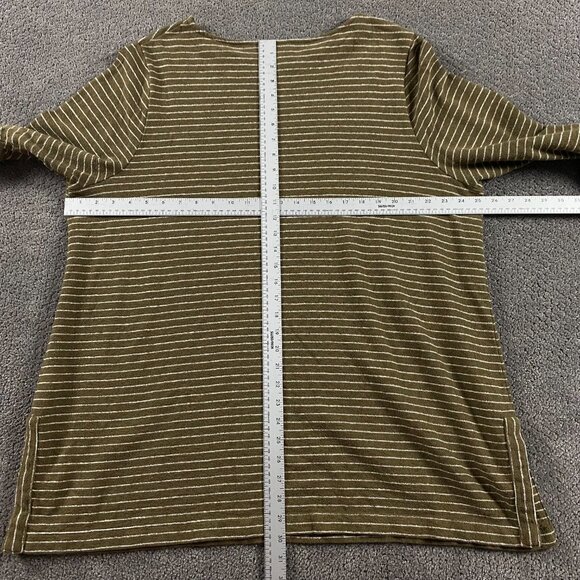 J. Jill Cotton Brown Striped Tunic Women's 3X Long Sleeve Vented Hem Sweater - Picture 5 of 10